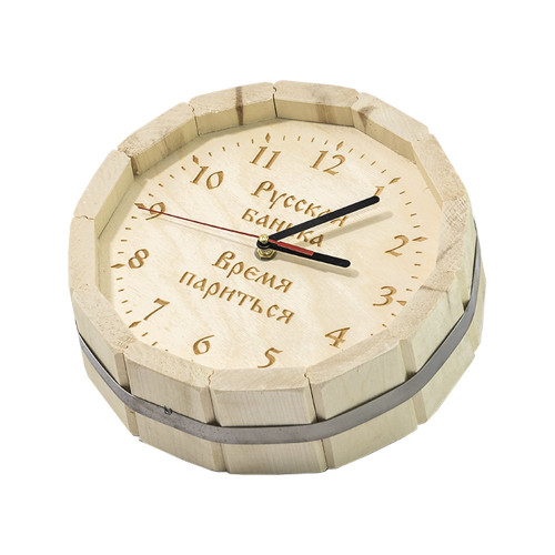 Часы Бочка с гравировкой ЛЮКС, D-300 ЛИПА, (ЧЛ-20)