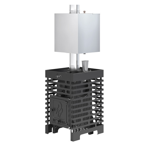 Печь для бани ASTON «Шторм 16» (ДТ-4) б/в с баком на трубе 50л Ø120 (AISI 439) «ШТОРМ»