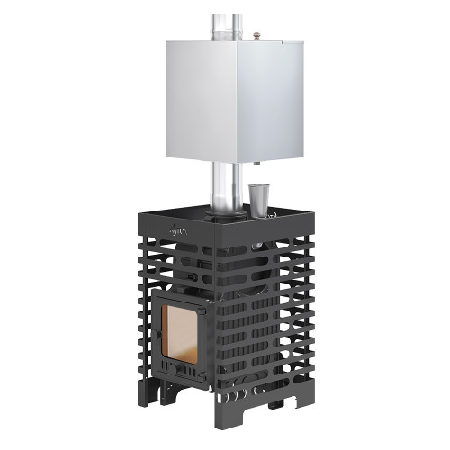 Печь для бани ASTON «Шторм 16» (ДТ-4С) б/в с баком на трубе 50л Ø120 (AISI 439) «ШТОРМ»