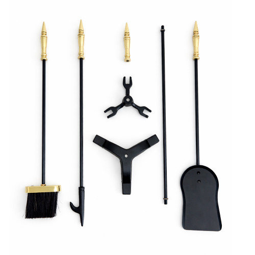 Набор каминный EVEREST K12-PB на подставке, латунь/черный (19*19*68см)