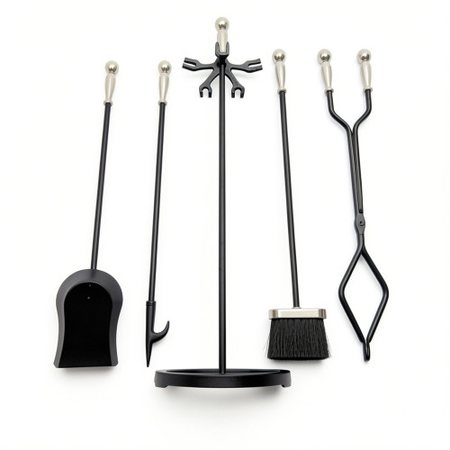 Набор каминный EVEREST K72-SB никель/черный (21*76см)