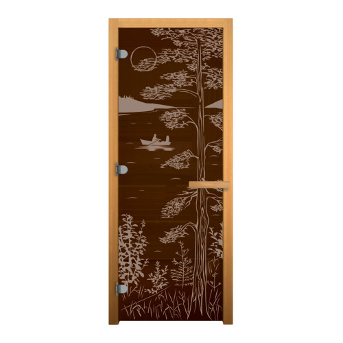 Дверь стекло Бронза ТАЙГА 190х70 (8мм, 3 петли 716 СR) (ОСИНА) Лев