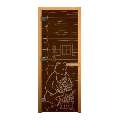 Дверь стекло Бронза МИШКА 190х70 (8мм, 3 петли 710 CR) (ОСИНА) Лев