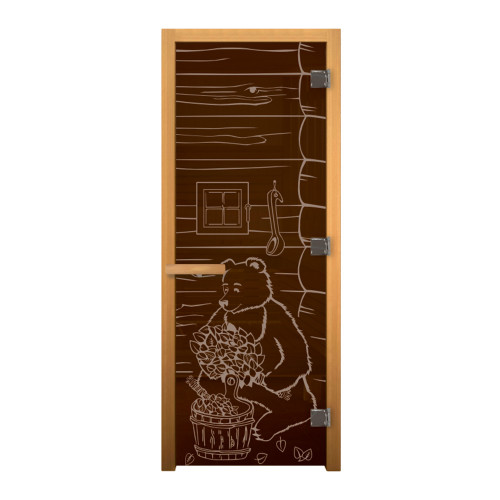 Дверь стекло Бронза МИШКА 190х70 (8мм, 3 петли 710 CR) (ОСИНА) Пр