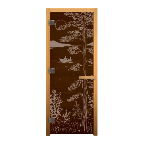 Дверь стекло Бронза ТАЙГА 190х70 (8мм, 3 петли 710 CR) (ОСИНА) Лев