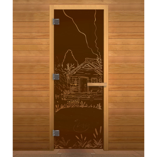 Дверь стекло Бронза Матовая БАНЬКА 190х70 (8мм, 3 петли 710 CR) (ОСИНА) Лев