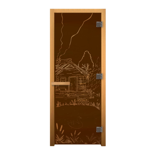 Дверь стекло Бронза Матовая БАНЬКА 190х70 (8мм, 3 петли 710 CR) (ОСИНА) Пр