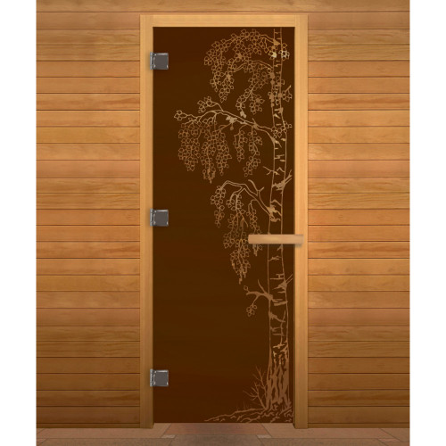 ДС Бронза Матовая БЕРЁЗКА 190х70 (8мм, 3 петли 710) (ОЛЬХА) Левая