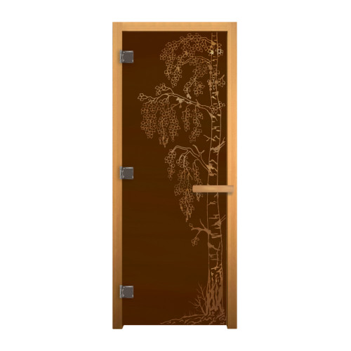 ДС Бронза Матовая БЕРЁЗКА 190х70 (8мм, 3 петли 710) (ОЛЬХА) Левая