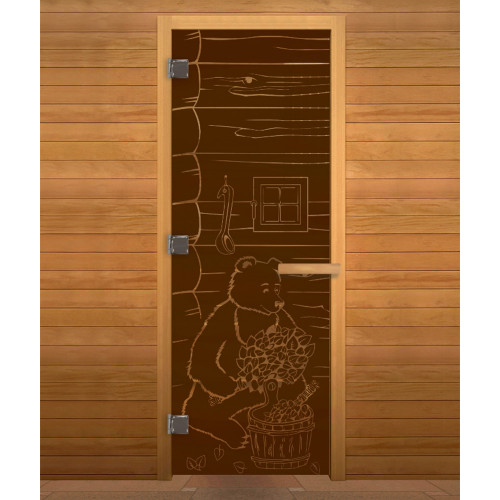 Дверь стекло Бронза Матовая МИШКА 190х70 (8мм, 3 петли 710 CR) (ОСИНА) Лев