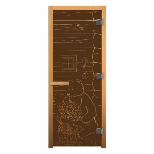 Дверь стекло Бронза Матовая МИШКА 190х70 (8мм, 3 петли 710 CR) (ОСИНА) Пр