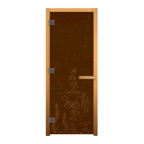 Дверь стекло Бронза Матовая РЫБКА 190х70 (8мм, 3 петли 710 CR) (ОСИНА) Лев