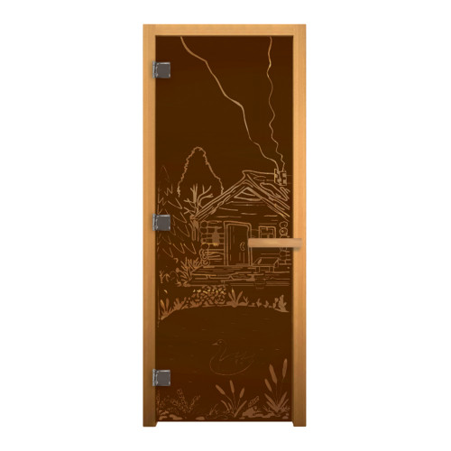 ДС Бронза Матовая БАНЬКА 190х70 (8мм, 3 петли 710 CR) (ОЛЬХА) Левая