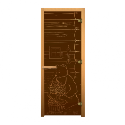 Дверь стекло Бронза Матовая МИШКА 190х70 (8мм, 3 петли 716 GB) (ОСИНА) Пр