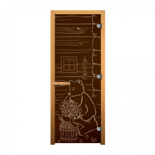 Дверь стекло Бронза МИШКА 190х70 (8мм, 3 петли 716 CR) (ОСИНА) Пр