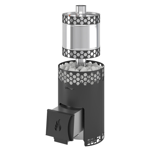 Печь для бани Везувий Чёрная Пчёлка 20 INOX с баком