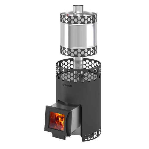 Печь для бани Везувий Чёрная Пчёлка 20 С INOX с баком