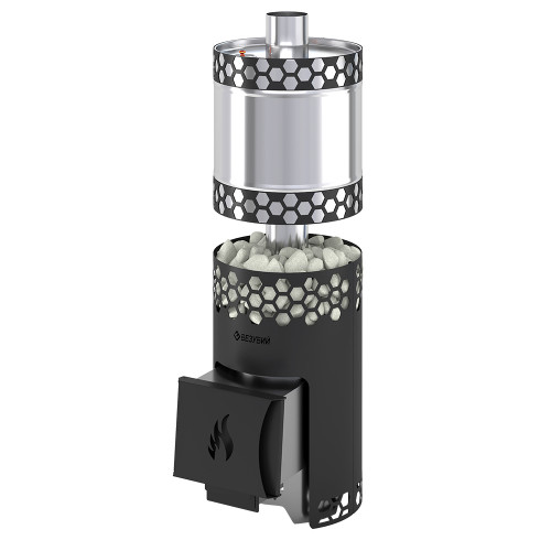 Печь для бани Везувий Чёрная Пчёлка с баком INOX