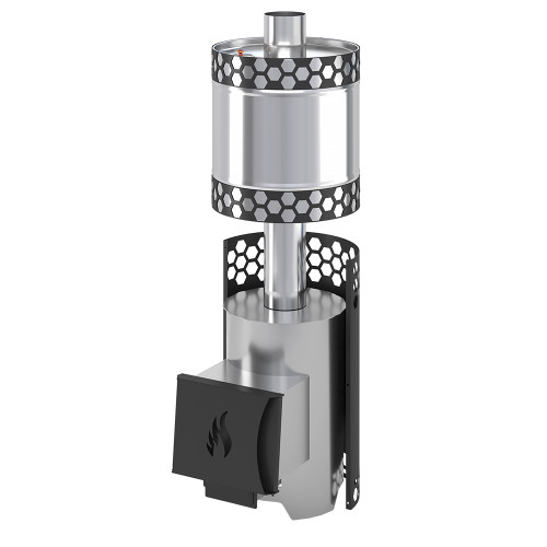 Печь для бани Везувий Чёрная Пчёлка с баком INOX