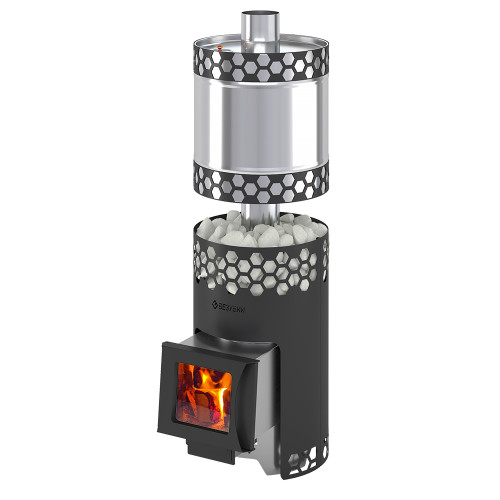 Печь для бани Везувий Чёрная Пчёлка С с баком INOX
