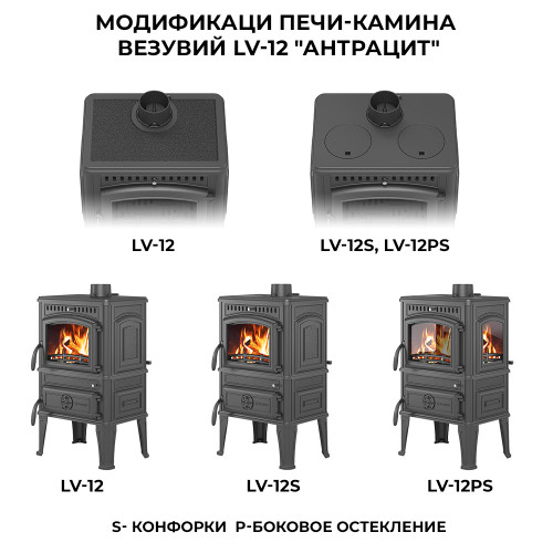 Печь-камин Везувий LV-12РS Антрацит