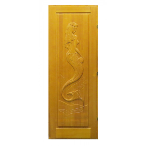 Дверь банная (липа)  резная  тонированная  РУСАЛКА  1,9*0,7 правая