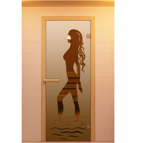 Дверь для сауны, серия "Наоми", стекло бронзовое