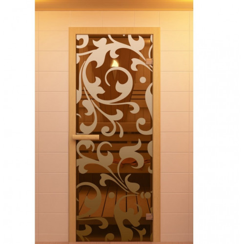 Дверь для сауны, серия "Петергоф", стекло бронзовое