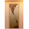 Дверь для сауны, серия "Волна", с фьюзингом, стекло бронзовое