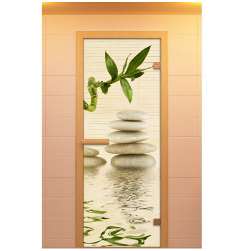 Дверь для сауны, серия "Релакс", с фотопечатью, стекло бронзовое