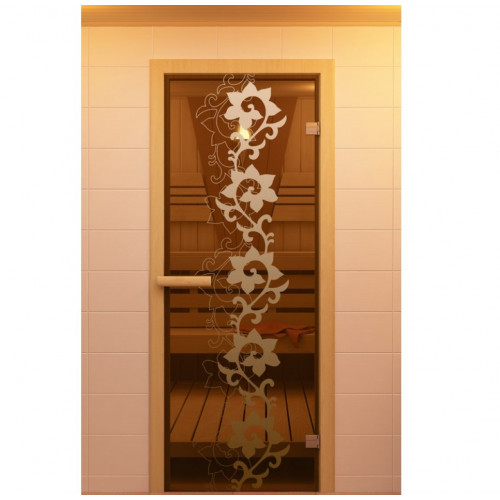 Дверь для сауны, серия "Камелия", стекло бронзовое