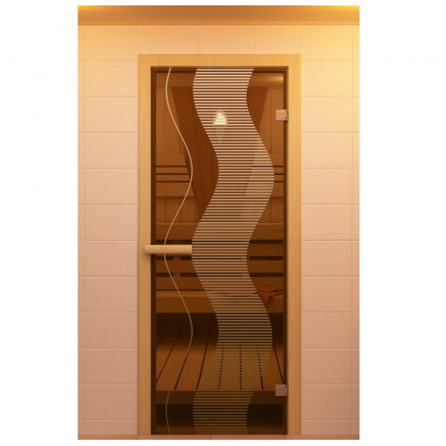 Дверь для сауны, серия "Растр", стекло бронзовое