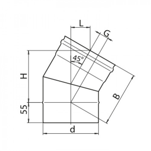 Колено угол 135° (439/0,8 мм) Ф220 (2 секции)